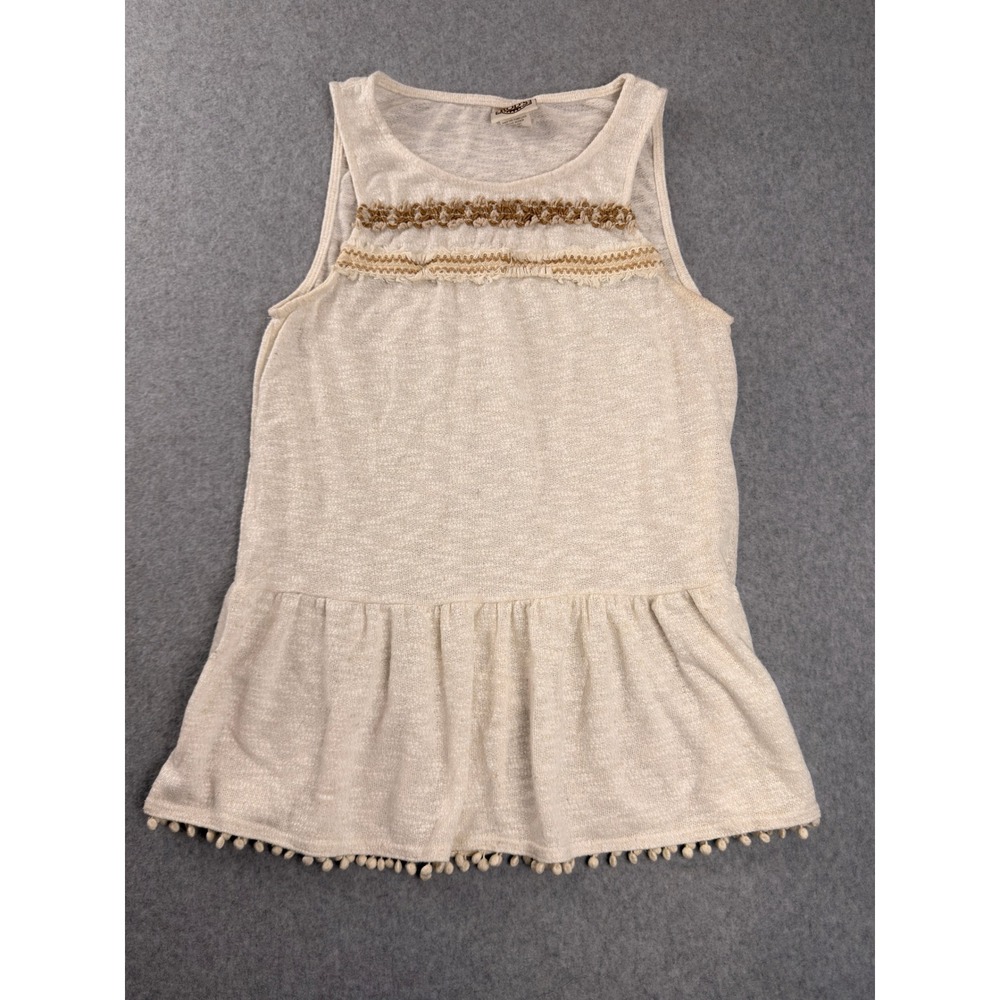Rod's Western Palace Cream Marl Peplum Tank Top Pom Pom Hem Medium MTC242SHL